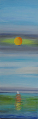 Sonnenuntergang in Blau - Öl auf Leinwand - 40x120 cm