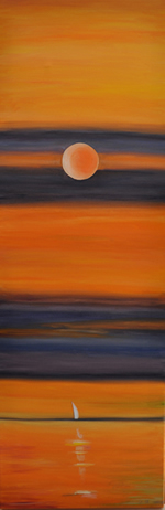 Sonnenuntergang in Orange - Öl auf Leinwand - 40x120 cm