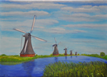 Kinderdijk-Windmühlen - Öl auf Leinwand - 50x70cm