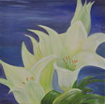 Lilien-weiß - Öl auf Leinwand - 50x50cm