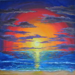 Sonnenuntergang am Meer - Öl auf Leinwand - 50x50 cm